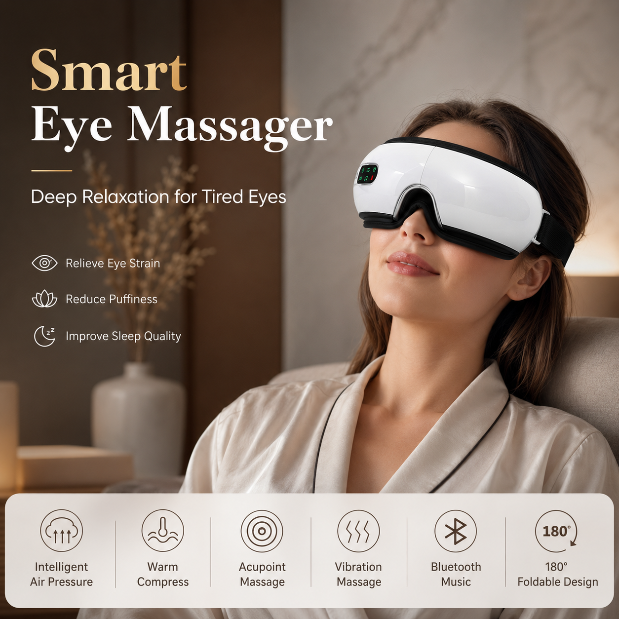 Smart Heated Eye Massager Rechargeable